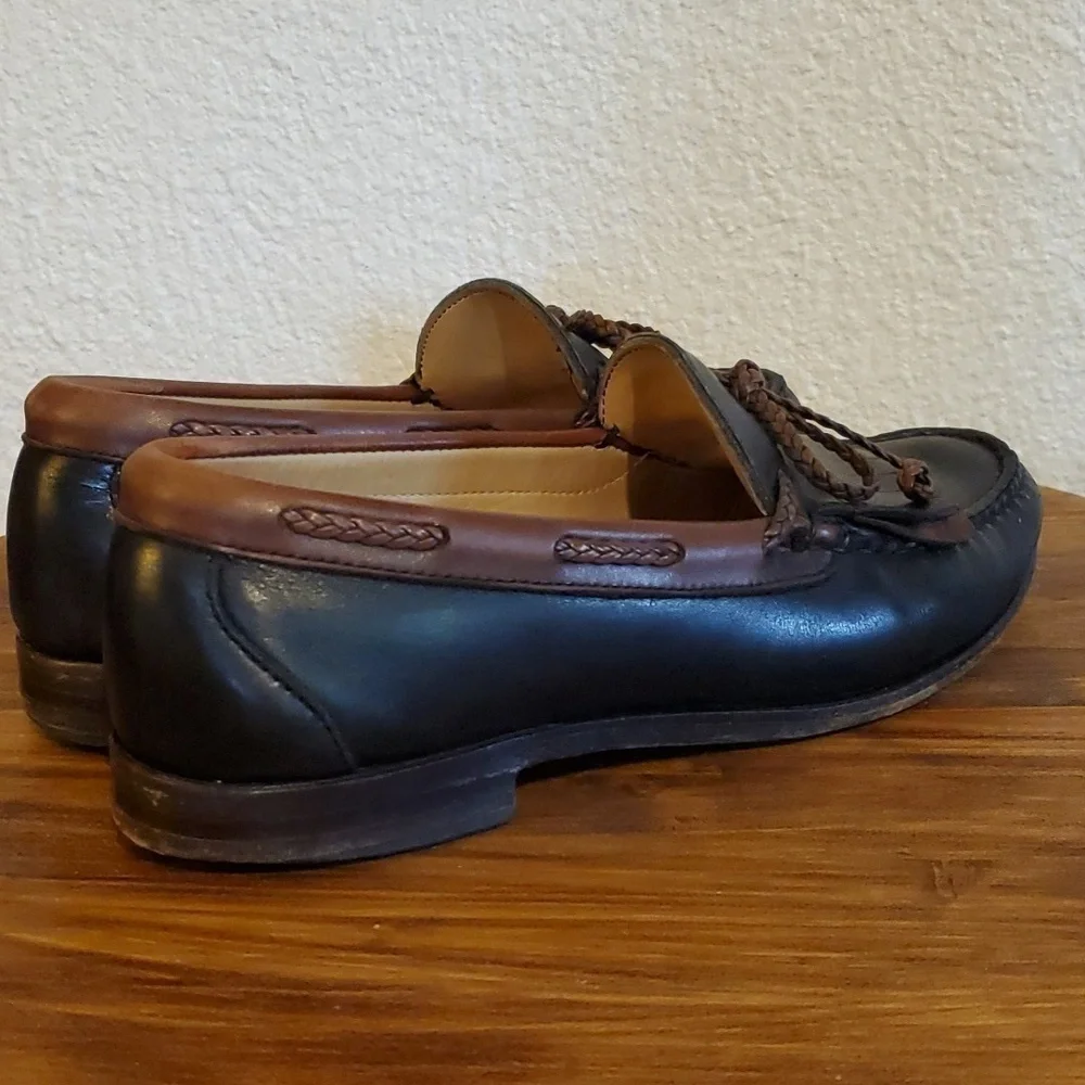 Allen Edmonds| Woodstock Black Comfort Men Loafers 2 Tone Slip On Tassels Sz.8.5
